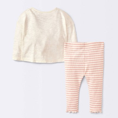  Baby Girls' 2pc Dog Floral Leggings Set - Cloud Island™ Cream