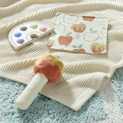  Apple Crinkle Paper + Rattle Baby Toy Set - 2pk - Cloud Island™