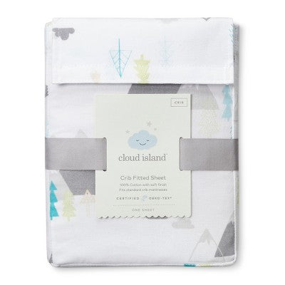  Fitted Crib Sheet Mountains - Cloud Island™ White