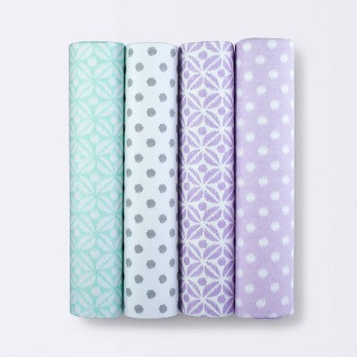 Flannel Baby Blankets Pretty In Purple 4pk - Cloud Island™ Purple