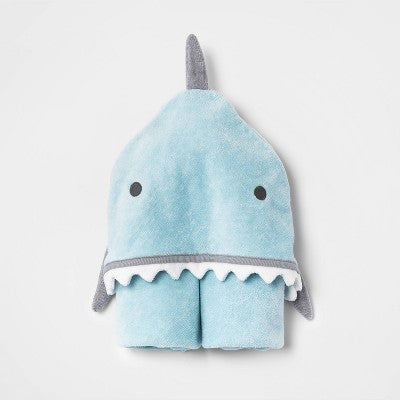  Baby Boys' Critter Shark Hooded Towel - Cloud Island™ Blue