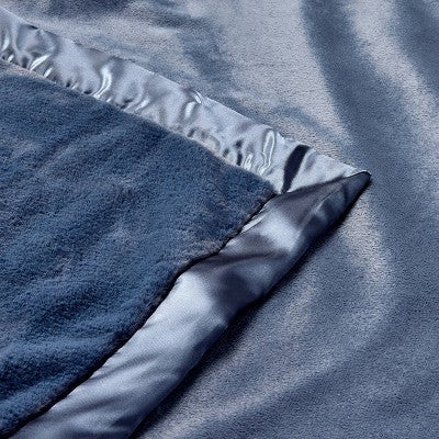  Solid Satin Edge Plush Baby Blanket - Blue Steel - Cloud Island™