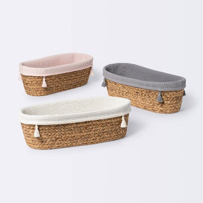  Natural Weave Oval Storage Bin With Waffle Weave Liner - Cloud Island™