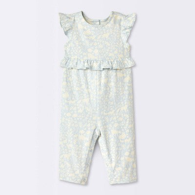  Baby Girls' Long Leg Floral Romper - Cloud Island™ Blue