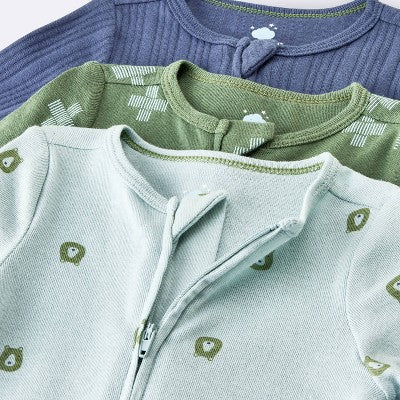  Baby Boys' 3pk Bears Sleep N' Play - Cloud Island™ Blue