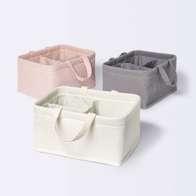  Waffle Weave Rectangular Diaper Caddy With Handles - Cloud Island™