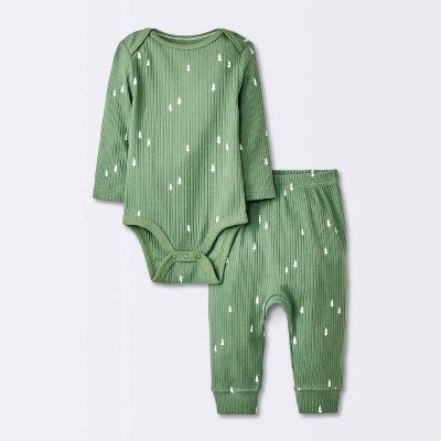  Baby Boys' 2pc Wide Ribbed Top & Bottom Set - Cloud Island™ Green