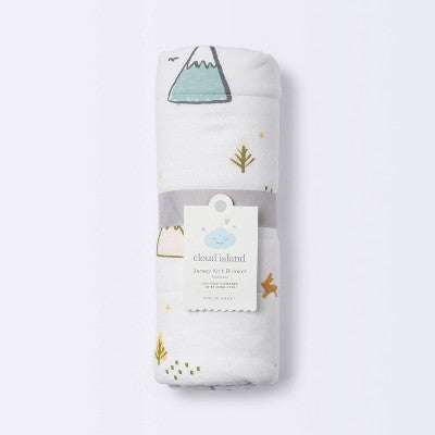  Jersey Knit Reversible Baby Blanket Adventures - Cloud Island™ White/Gray/Pink