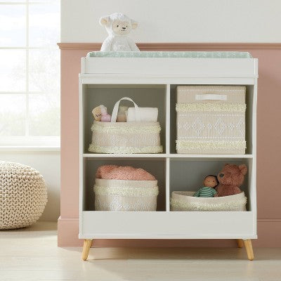  Tufted Fabric Diaper Caddy Storage Basket - Khaki And Cream - Cloud Island™