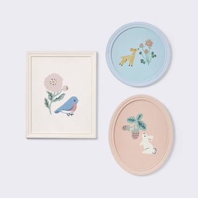  3pk Story Book Floral Framed Wall Art - Cloud Island™