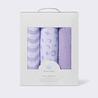  Muslin Swaddle Baby Blanket - Leopard - 3pk - Cloud Island™