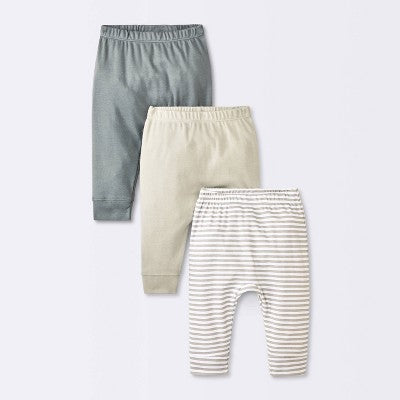  Baby 3pk Cotton Jogger Pants - Cloud Island™ Gray