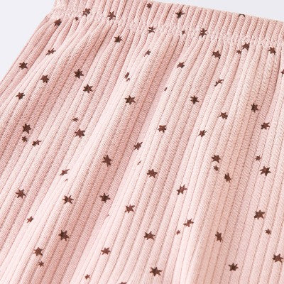  Baby Girls' 2pc Stars Wide Ribbed Long Sleeve Top & Pants Set - Cloud Island™ Pink