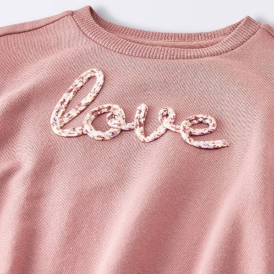  Baby Girls' Love Sweatshirt Romper - Cloud Island™ Pink