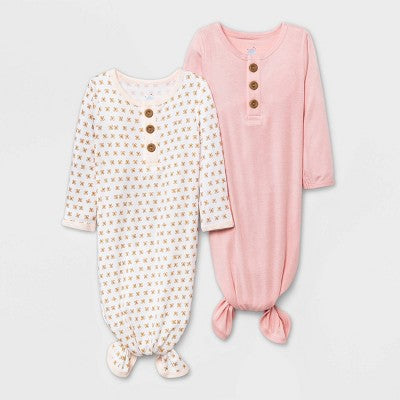  Baby Girls' 2pk Modal Tie NightGown - Cloud Island™ Pink