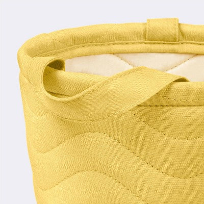  Quilted Fabric Small Round Storage Basket - Yellow - Cloud Island™