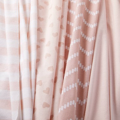  Flannel Baby Blanket - Pink Hearts And Chevron - Cloud Island™