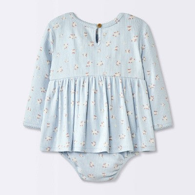  Baby Girls' Floral Skirted Bodysuit - Cloud Island™ Blue