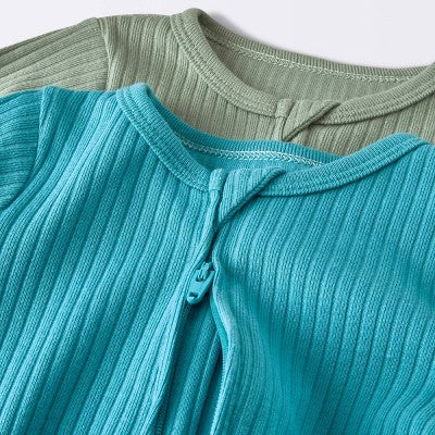  Baby 2pk Basic Wide Rib Romper - Cloud Island™ Green