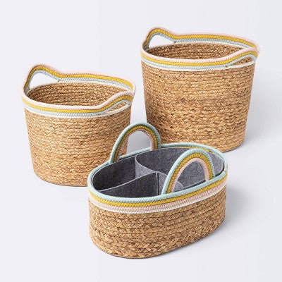  Natural Woven Round Storage Bin With Coiled Rope Handle - Cloud Island™ M