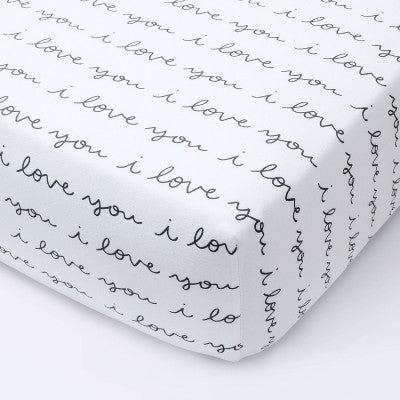  Fitted Crib Sheet I Love You - Cloud Island™ White/Gray