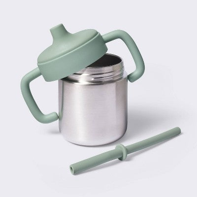  8oz Stainless Steel Sippy Cup - Green - Cloud Island™