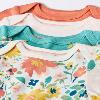  Baby Girls' 4pk Long Sleeve Bodysuit - Cloud Island™ Floral