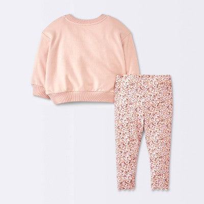  Baby Girls' 2pc Cat Applique Sweatshirt & Leggings Set - Cloud Island™ Pink