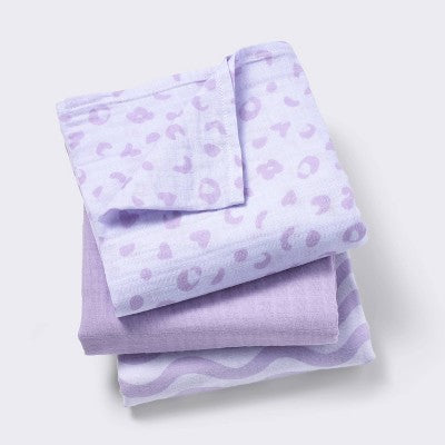  Muslin Swaddle Baby Blanket - Leopard - 3pk - Cloud Island™