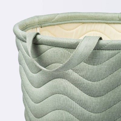  Quilted Fabric Large Round Storage Basket - Green - Cloud Island™