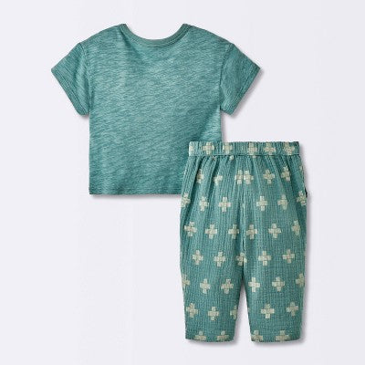  Baby Boys' 2pc Plus Graphic T-Shirt & Gauze Pants Set - Cloud Island™ Blue