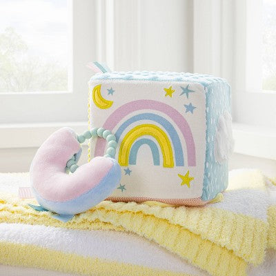  Celestial Interactive Plush Cube With Rainbow Rattle Baby Toy - 2pc - Cloud Island™
