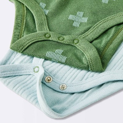  Baby Boys' 4pk Bear Short Sleeve Bodysuits - Cloud Island™ Ivory/Blue/Green