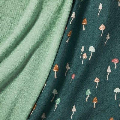  Fitted Jersey Play Yard Crib Sheet - Mushroom/Solid Green - 2pk - Cloud Island™