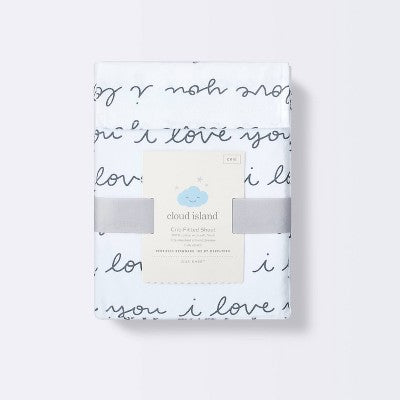  Fitted Crib Sheet I Love You - Cloud Island™ White/Gray