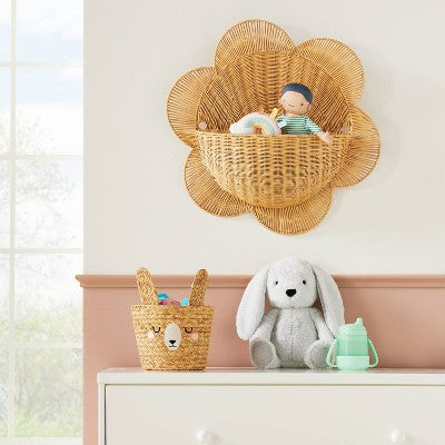  Braided Water Hyacinth Small Round Storage Basket - Rabbit - Cloud Island™