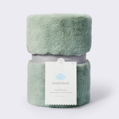  Solid Satin Edge Plush Blanket - Green - Cloud Island™
