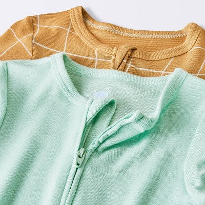  Baby Boys' 2pk So Very Soft Modal Blend Romper - Cloud Island™ Rust/Blue