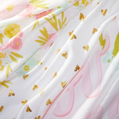  Muslin Swaddle Blankets Floral 3pk - Cloud Island™ Pink