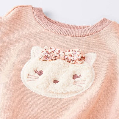  Baby Girls' 2pc Cat Applique Sweatshirt & Leggings Set - Cloud Island™ Pink