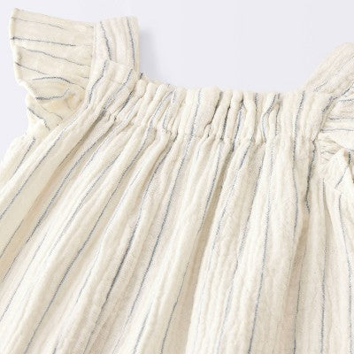  Baby Girls' Striped Gauze Long Legged Romper - Cloud Island™ Cream