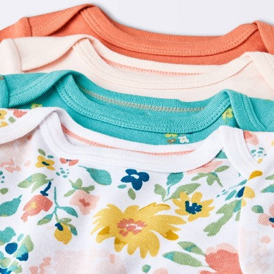  Baby Girls' 4pk Short Sleeve Bodysuit - Cloud Island™ Floral
