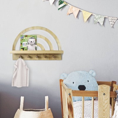  Rainbow Wooden Shelf Natural Wood - Cloud Island™