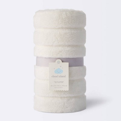  Faux Fur With Channel Carving Baby Blanket - Cream - Cloud Island™