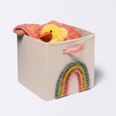  Tufted Canvas 13"x13" Storage Cube - Cloud Island™ Rainbow