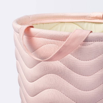  Quilted Fabric Medium Round Storage Basket - Light Pink - Cloud Island™